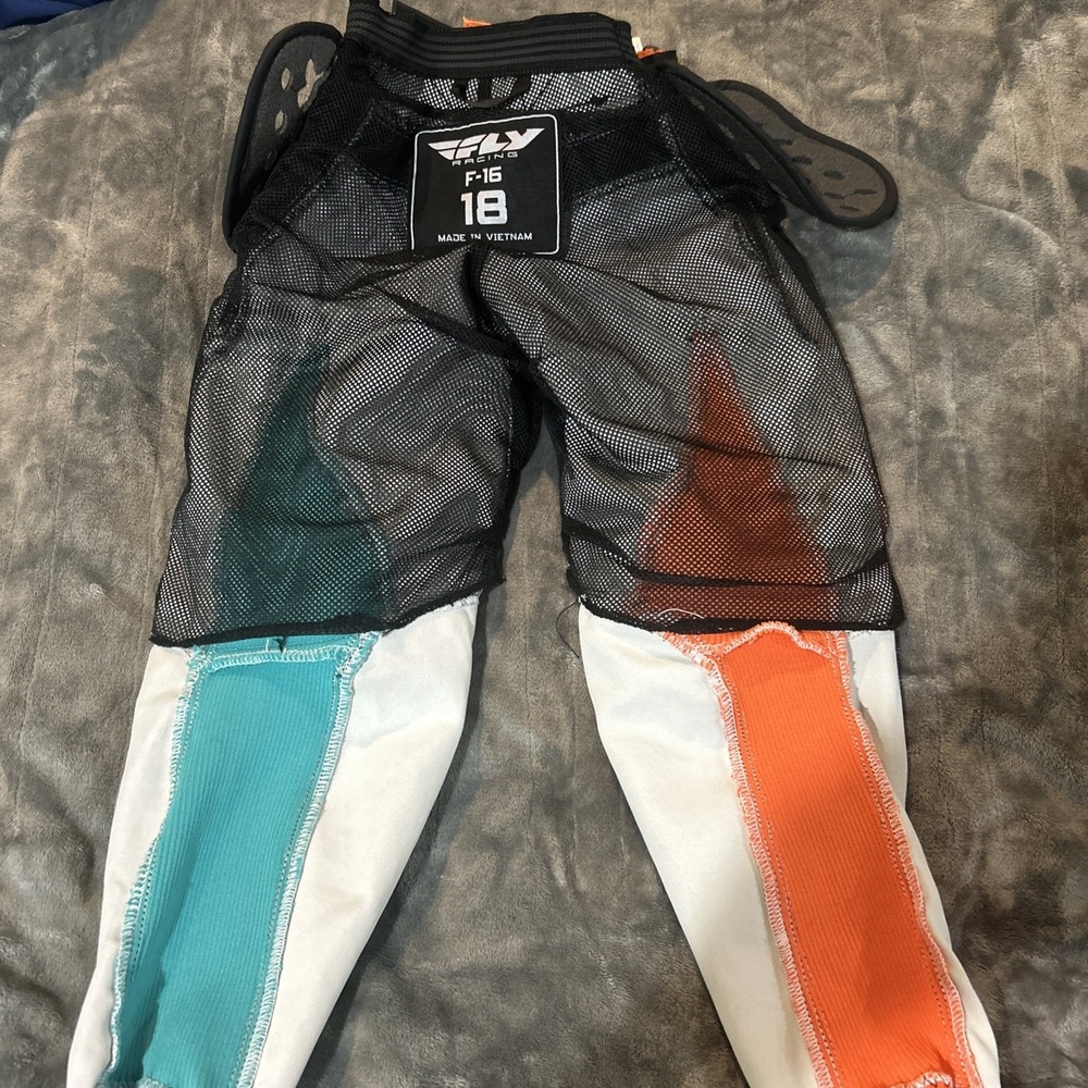 Fly Racing F-16 Youth Motocross Pant Size 18 Teal Orange Black MX Dirt Bike Gear - Picture 14 of 16